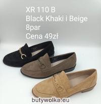 Mokasyny damskie XR110B BLACK/KHAKI/BEIGE 36-41 GOODIN