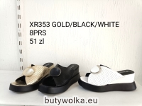 Klapki damskie XR353 GOLD/BLACK/WHITE 36-41 GOODIN