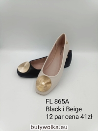 Baleriny damskie FL865A BLACK/BEIGE 36-41 GOODIN