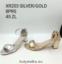 Sandały damskie XR203 SILVER/GOLD