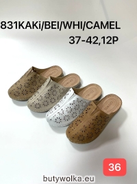 Klapki babcine 831 KHAKI/WHITE/BEIGE/CAMEL 37-42