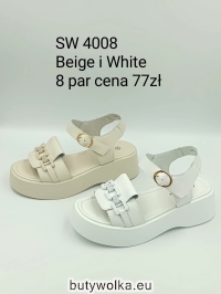 Sandały Damskie SW4008 BEIGE/WHITE 36-41 GOODIN