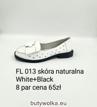 Baleriny damskie FL013 WHITE/BLACK 36-41 GOODIN